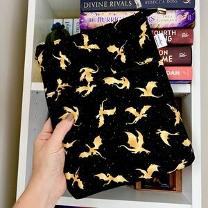 Fourth Wing Gold Dragons Zippered Book Sleeve